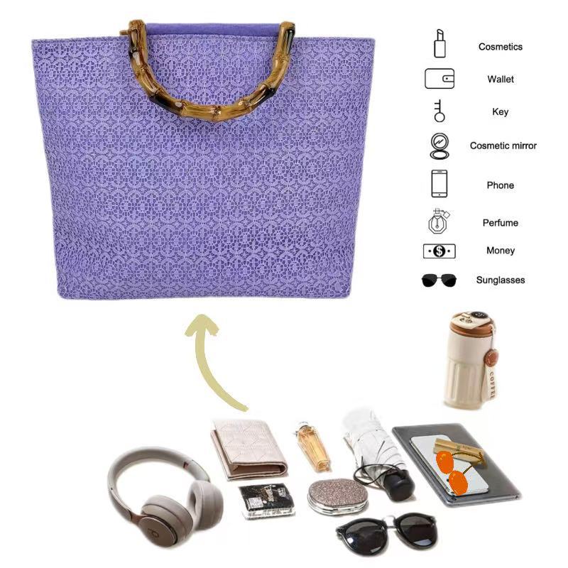 Elegante Baumwolltasche mit Bambusgriffen Brehn