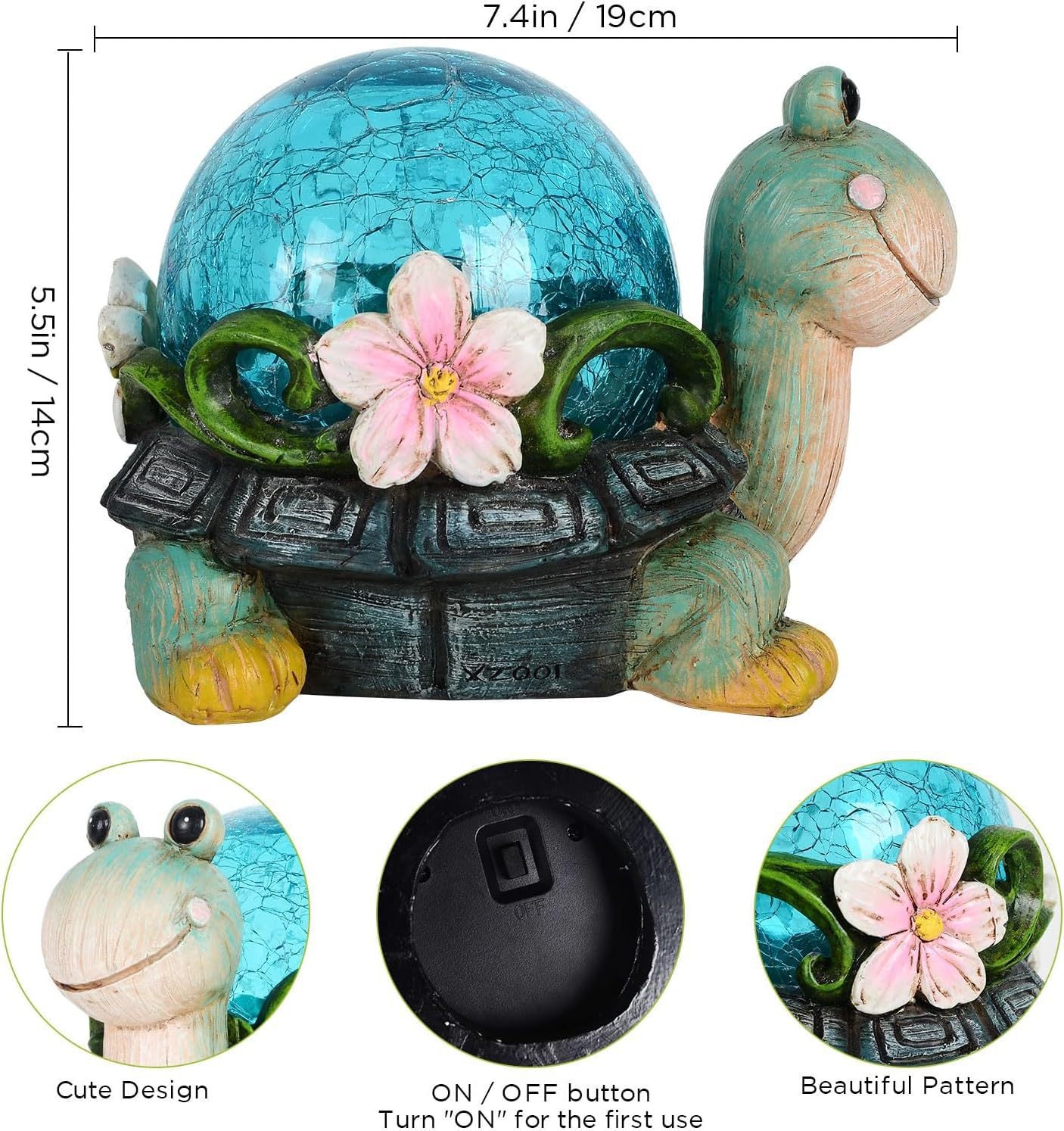 Solarbetriebene Sukkulent-Schildkröte Gartenpflanzer Nachtlicht Ornament Brehn