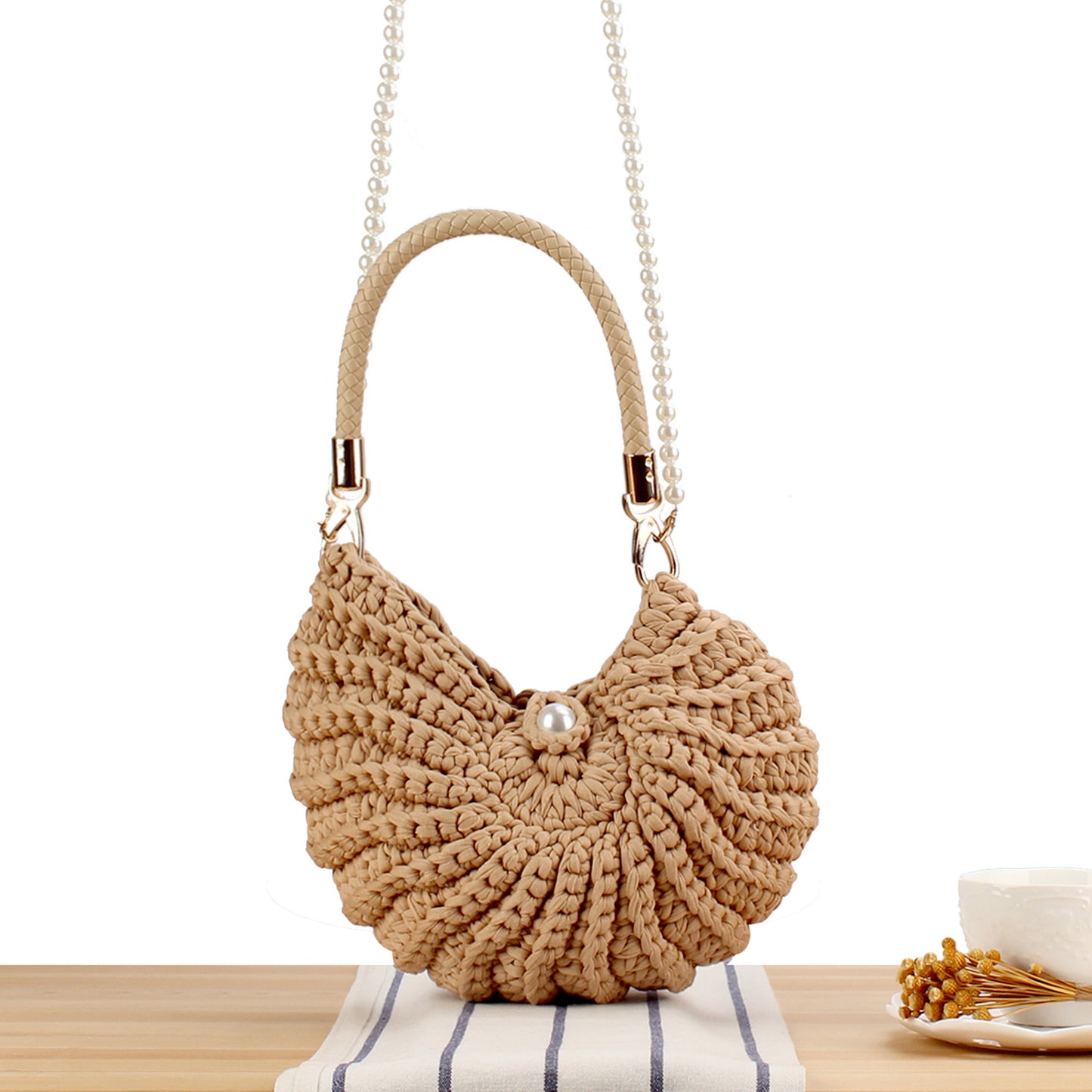 Abendtasche mit Perlverziertem Griff Brehn