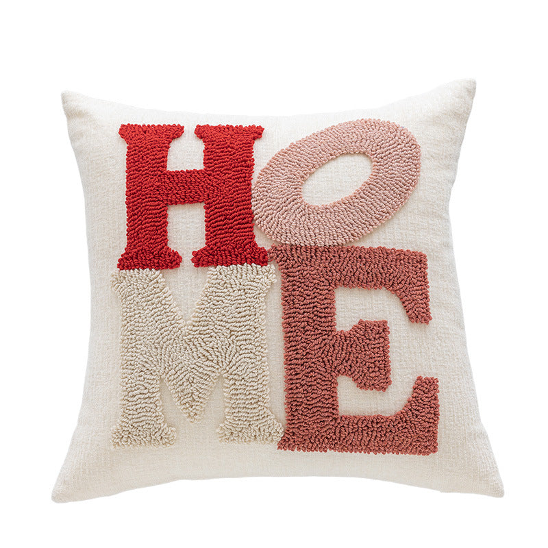 Rechteckiges tufted Buchstaben-Lendenkissen mit Loop-Pile 'LOVE' Akzent