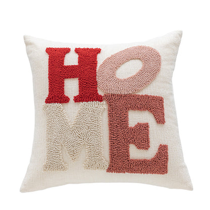Rechteckiges tufted Buchstaben-Lendenkissen mit Loop-Pile 'LOVE' Akzent