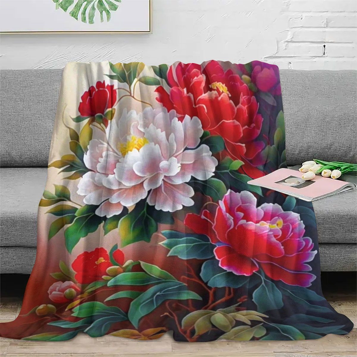 Blumenmuster-Wurfdecke