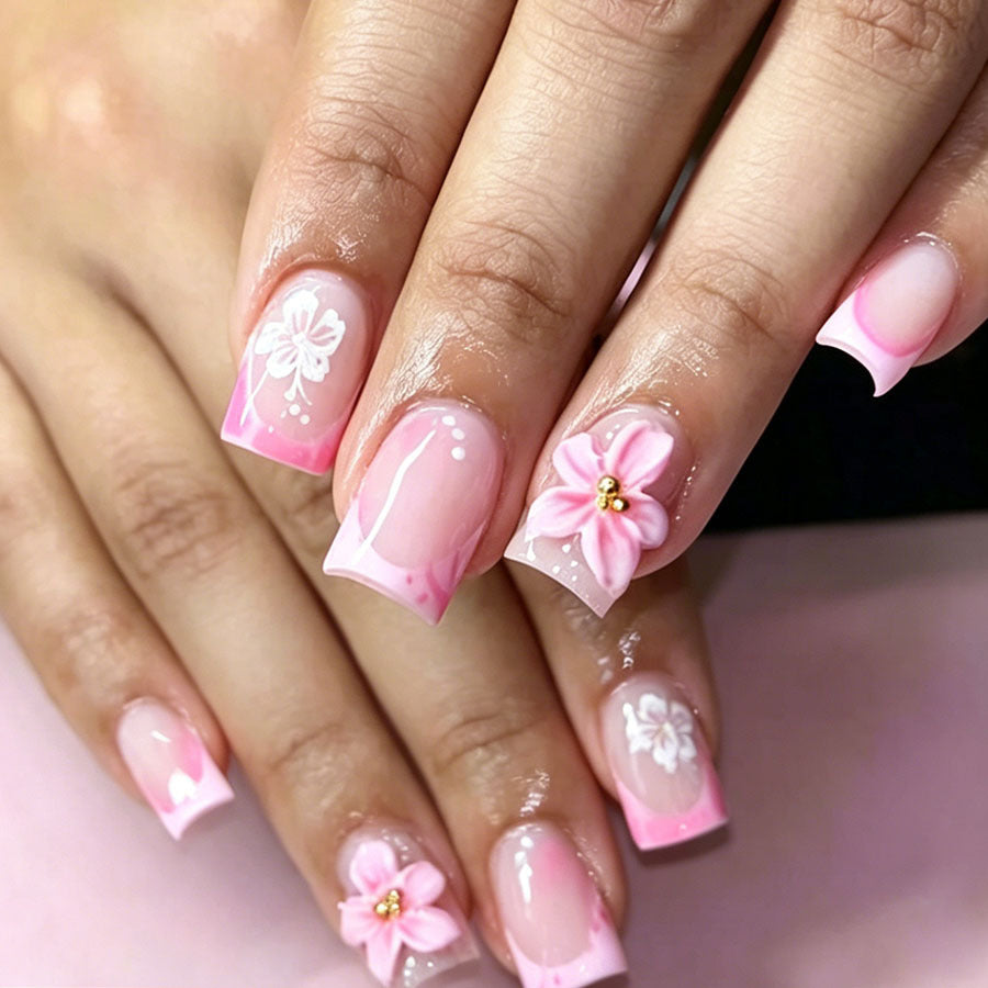 Künstlerisches Floral Press-On Nagelkunst Set Brehn
