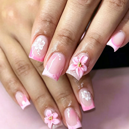 Künstlerisches Floral Press-On Nagelkunst Set Brehn
