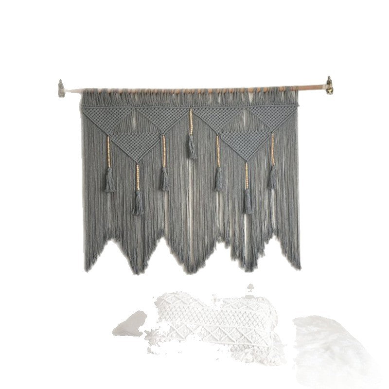Elegante Makramee Wandbehang mit kunstvollen Fransen und Blättern