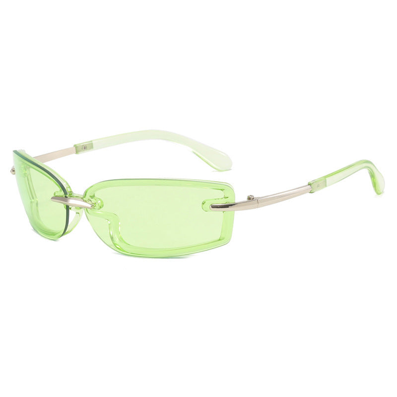 Damen modische Sonnenbrille im futuristischen Design und transparentem Rahmen Brehn