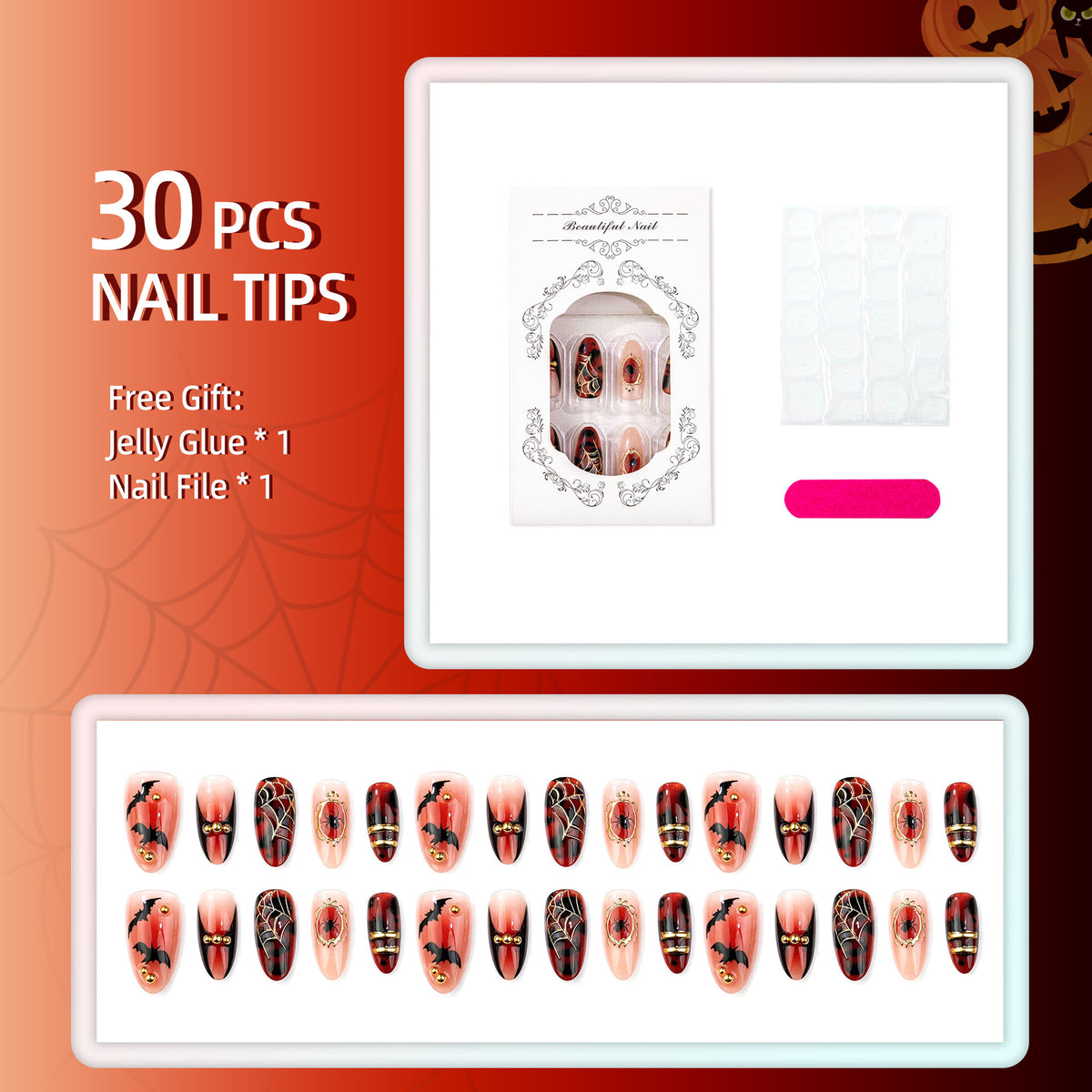 Halloween-Themen Manuelle Press-On Nagelkunst Set
