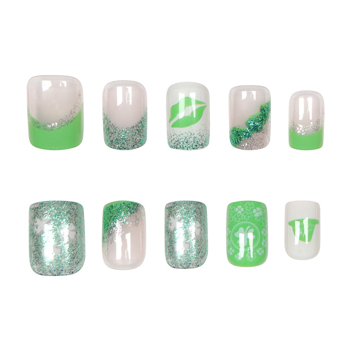 Festive Glittery Nail Art Press-On Set Brehn