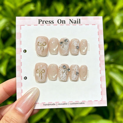 Anpassbare Glitter-Akzent Press-On Nägel