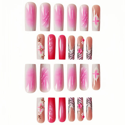 Floral Acryl Press-On Nail Art Extensions Brehn