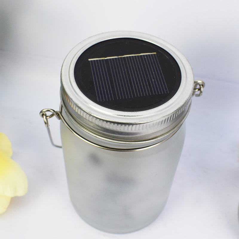 Hängende Frosted Mason Jar Solar LED Feen Silhouette Laterne Mit Seilgriff Und Dynamischem LED-Lichtstring Brehn