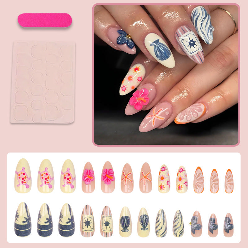 Kunstnagelset mit floralen und maritimen Motiven Brehn