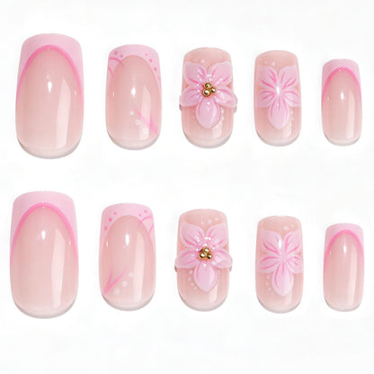 Künstlerisches Floral Press-On Nagelkunst Set Brehn