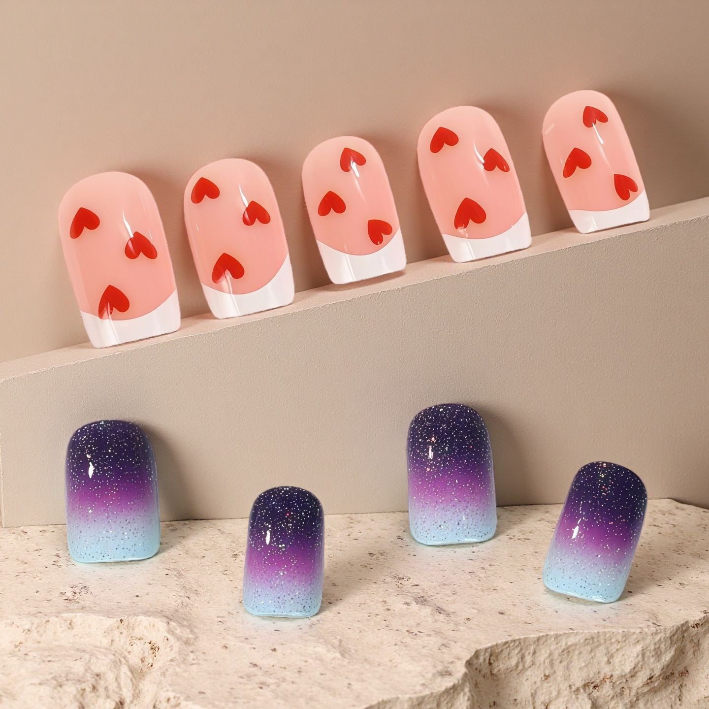 Kunstnagel Set mit romantischem Herzdesign Brehn