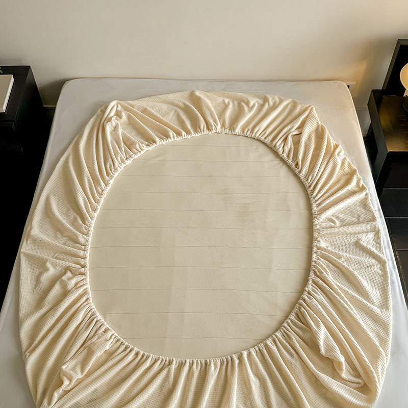 Elastisches Spannbettlaken-Set aus Waffelpiqué mit aufgesticktem Panda-Applikation