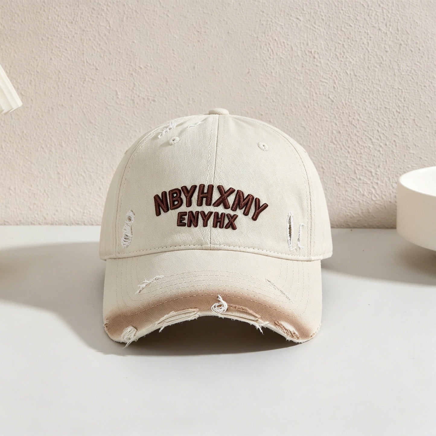 Herren Casual Distressed Texturiertes Baseball Cap Brehn