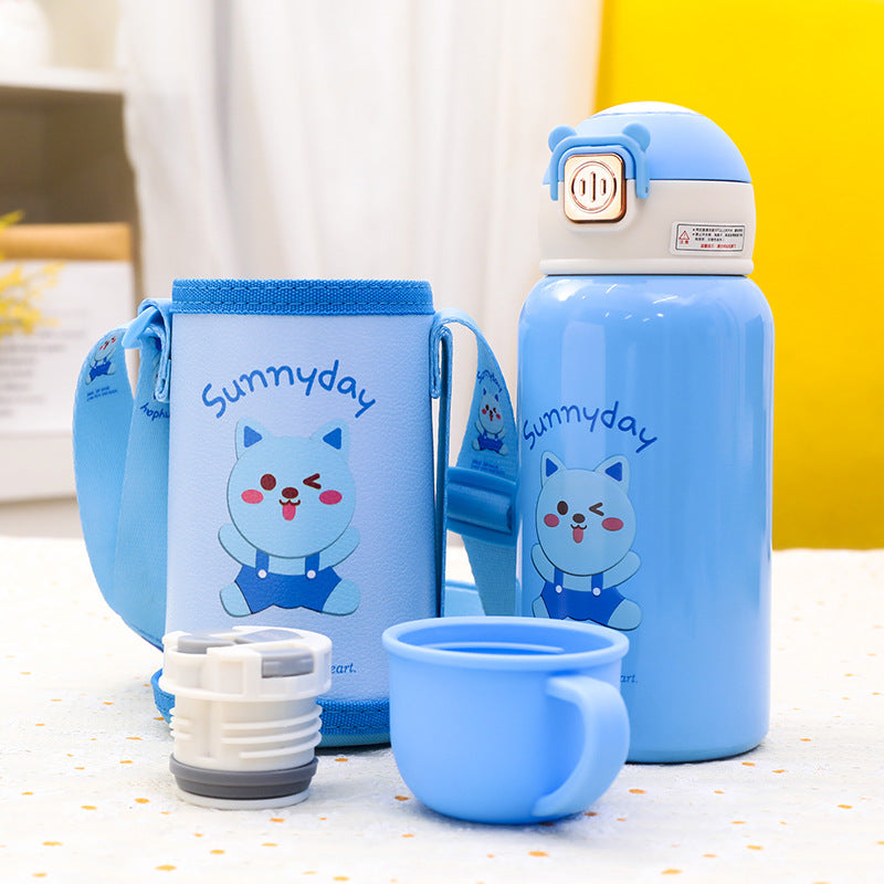 Damen Isolierte Trinkflasche mit niedlichem Tierdesign und praktischem Tragegurt Brehn