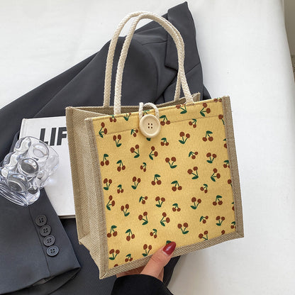 Florales Druck Jute Einkaufstasche
