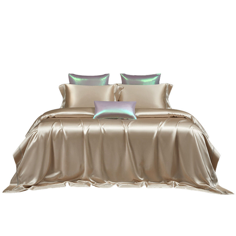 Luxuriöser seidenähnlicher Satin Bettwäsche Set mit Steppdecke und Kissenbezügen