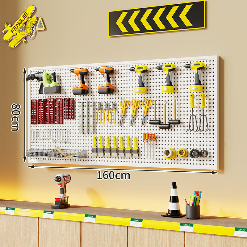 Wandmontierter perforierter Metallwerkzeug-Pegboard-Organizer mit Magnetstreifen und Mehrfachhaken