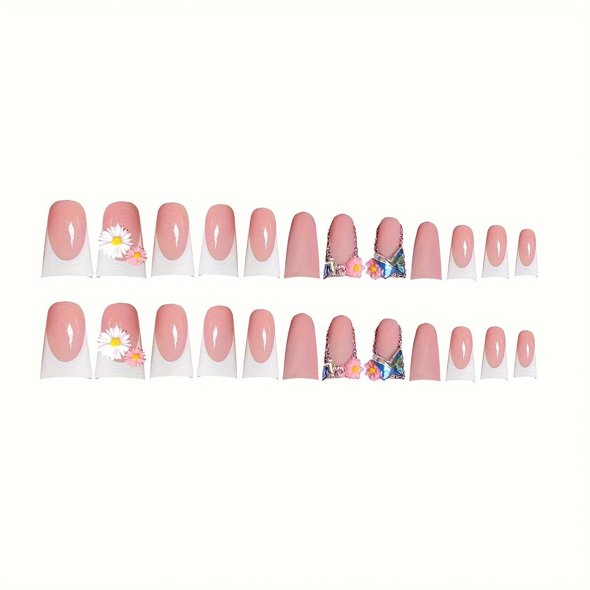 Blumeninspiriertes Press-On Nagelkunst Set Brehn