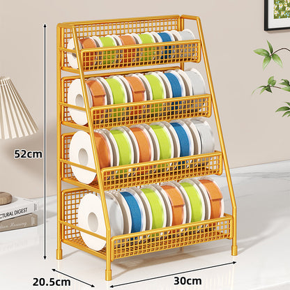 Vierstufiger geneigter Drahtgitter-Roll-Organizer-Ständer für Klebeband, Bänder und Bastelspulen
