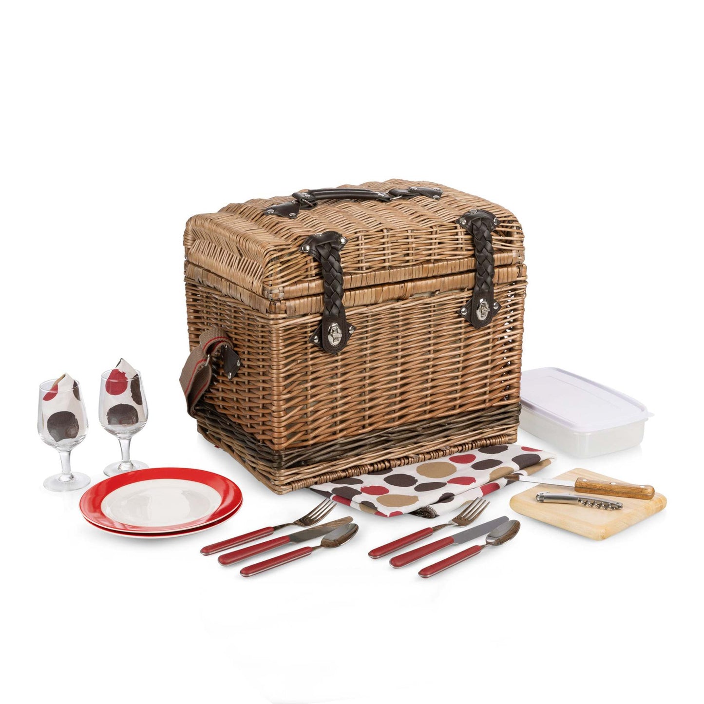 Damen Hochwertiger Picknickkorb mit robusten Ledergriffen Brehn