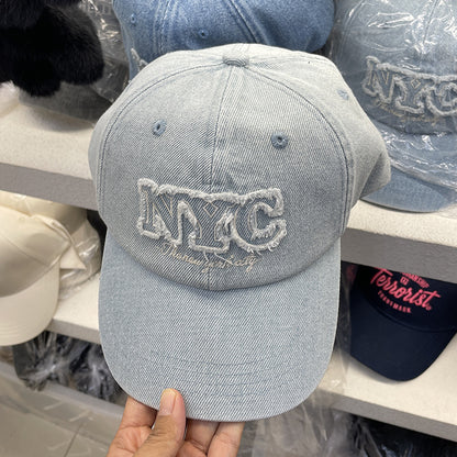 Unisex Distressed Denim Cap mit NYC Stickerei Brehn