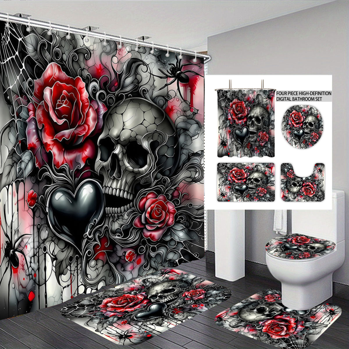Künstlerisches Skull Badezimmer Dekor Set Brehn