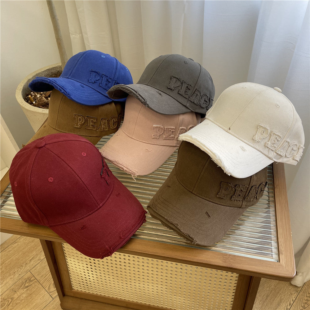 Damen Distressed Graphic Peace Baseball Cap Brehn