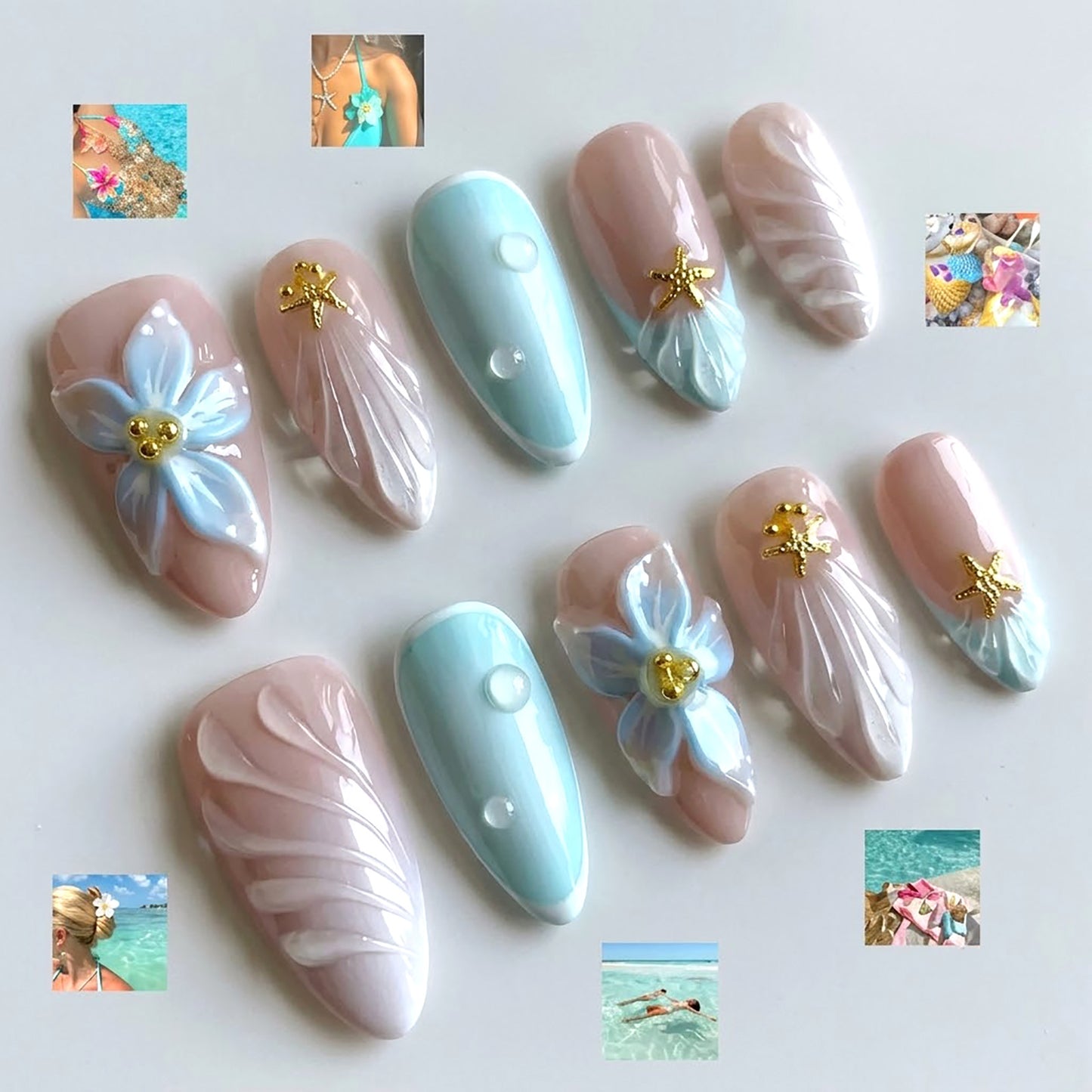 Tropisch inspirierten dekorativen Press-On Nagelkunst Brehn