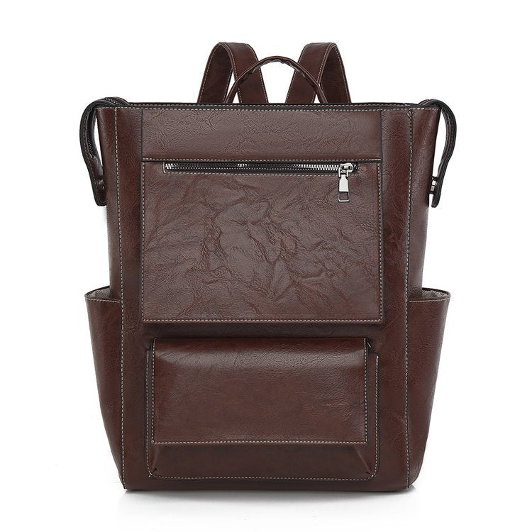 Multi-Taschen Echtes Leder Rucksack Brehn