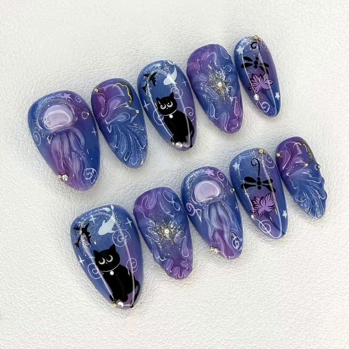 Künstlerische Fantasie-Themen Press-On Nagelkunst Brehn