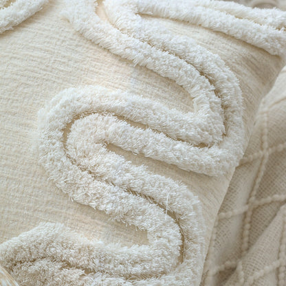 Quadratischer Zierkissenbezug mit feinem Jacquard‑Blattrelief, Paspelrand und pflegeleichtem Baumwoll‑Mix Brehn