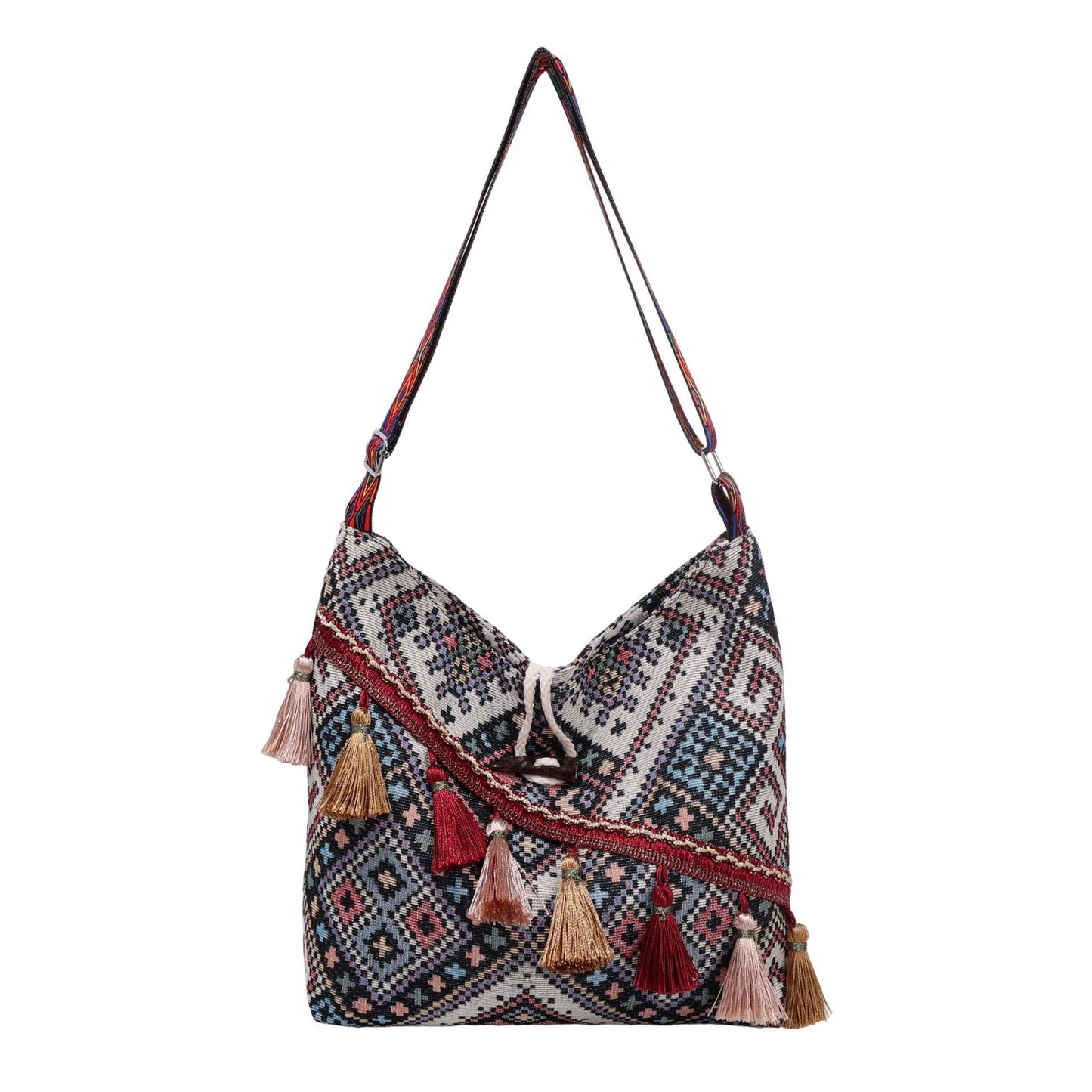 WoEthnic Gemusterte Klapp-Hobo-Tasche Brehn