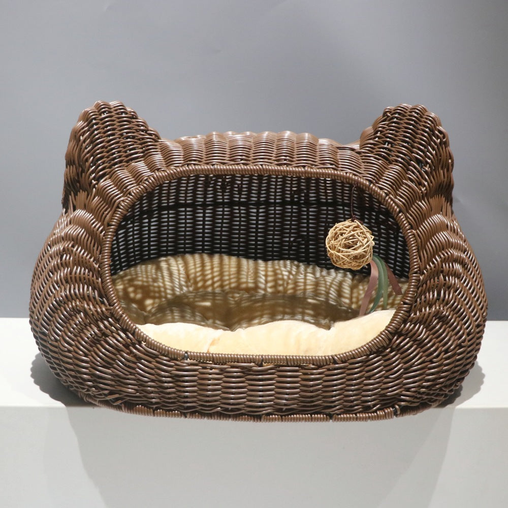 Gemütlicher Katzenkorb mit Ohrendesign Brehn