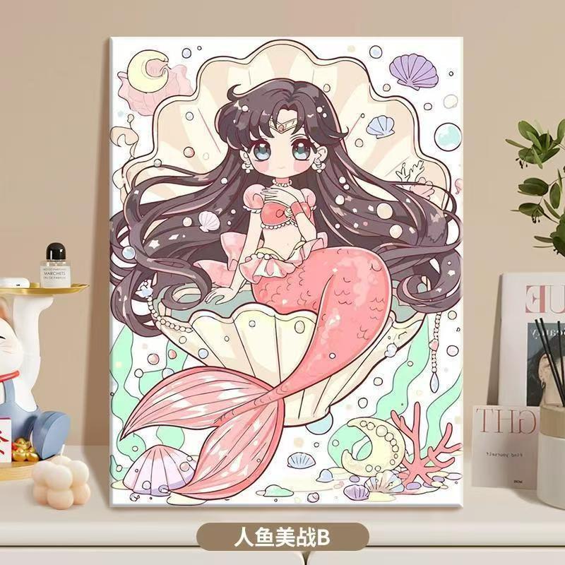 Anime-inspirierte Meerjungfrau Illustrationsleinwandkunst Brehn