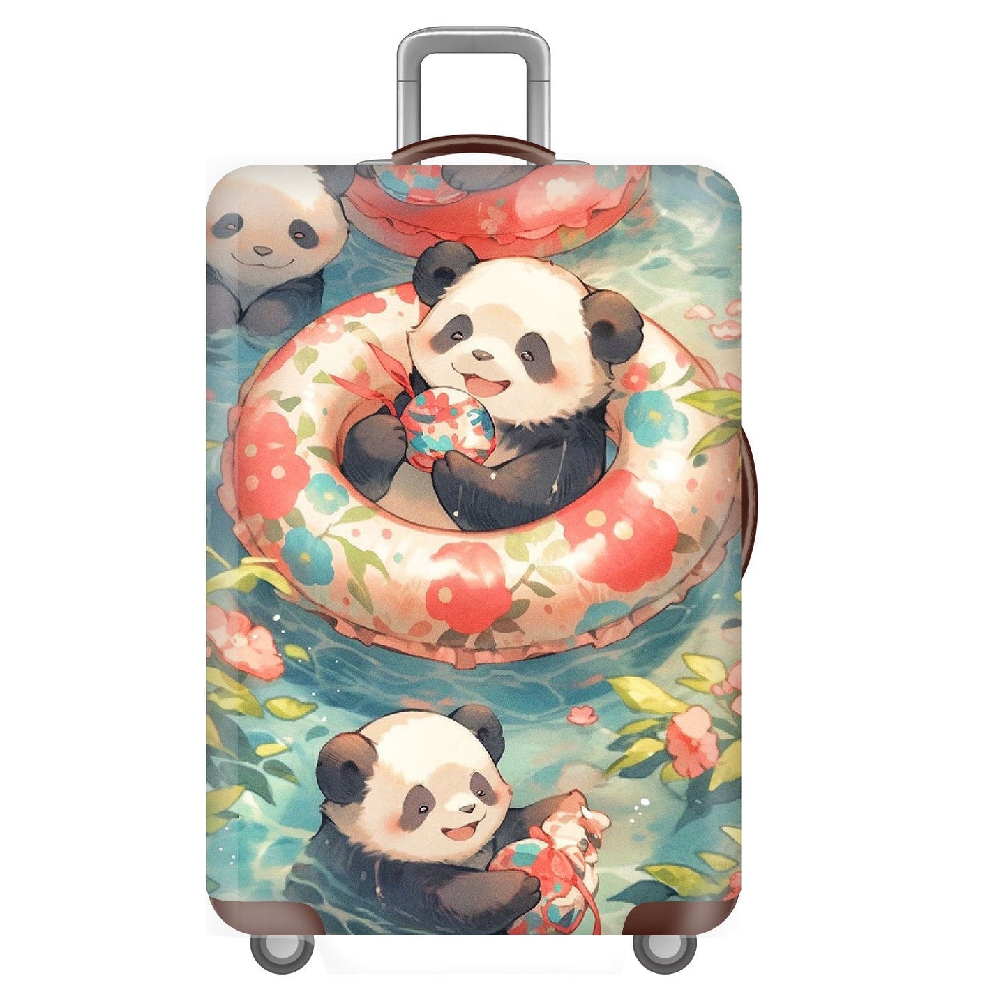 Unisex nan elastische Kofferhülle für Hartschalen-Trolley mit niedlichem Panda-Motiv, dehnbarer Schutzüberzug mit Griff‑ und Rollenöffnungen Brehn