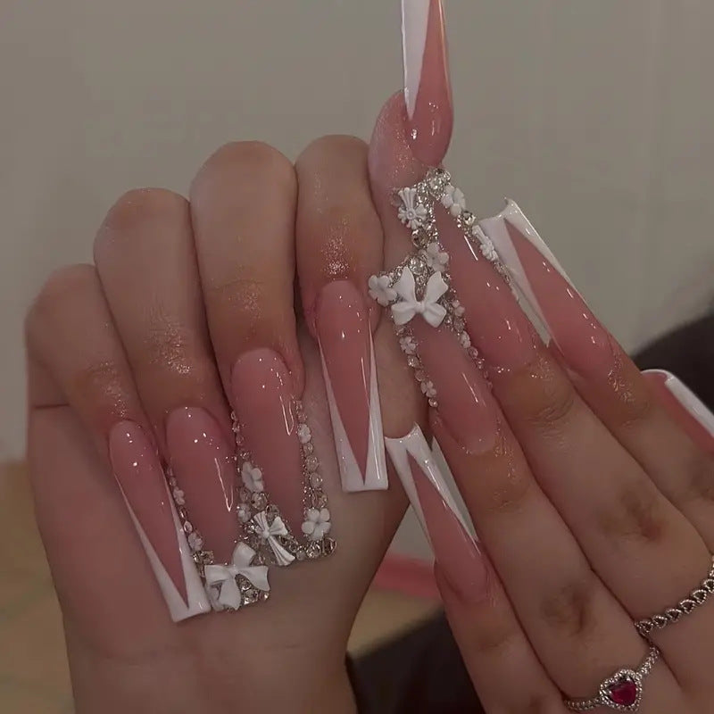 Glamouröse Lange Stiletto Druck-Nagelset Brehn