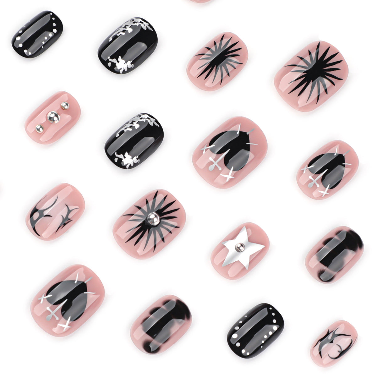 Kunstvolle Nagelgestaltung mit elegantem Schwarz-Weiß-Design Brehn