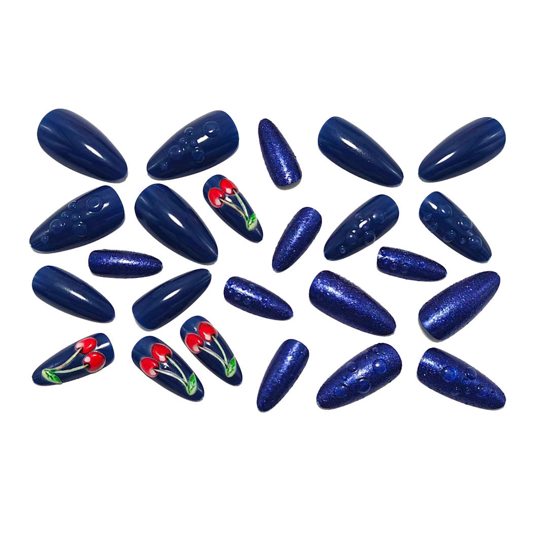 Kunstnägel mit Künstlerischen Wassertröpfchen- und Kirschmotiven Brehn