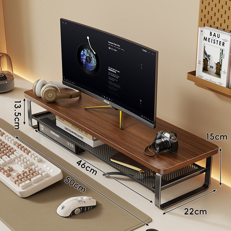 Slim Floating Desktop Monitor Riser mit belüftetem Unterregal und rundem Metallrahmen