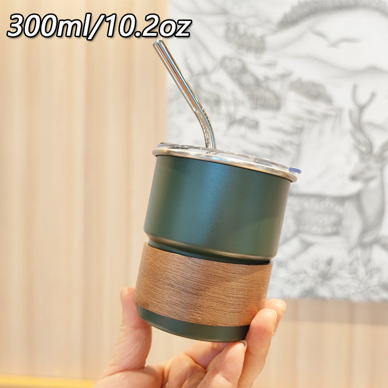 Damen stilvolle Edelstahl-Trinkbecher mit Holz-Applikation Brehn