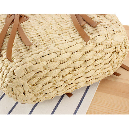 Geflochtene Strandtasche mit Ledergriffen Brehn