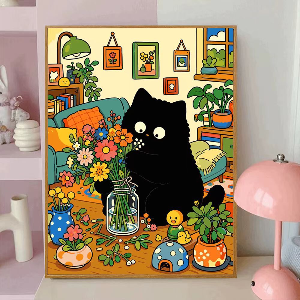 Verspielt katzenmotiviertes dekoratives Wand-Leinwandkunst Brehn