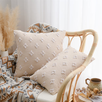 Dekorativer Kissenbezug im Boho‑Skandi‑Mix mit handtuftetem 3D‑Diamantrelief Brehn