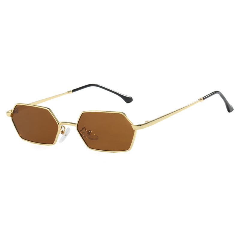 Damen hexagonale Sonnenbrille mit elegantem Metallrahmen und UV-Schutz Brehn