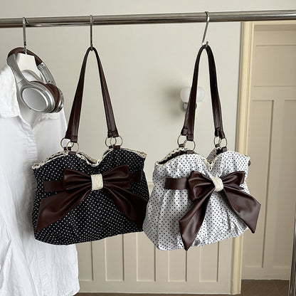 Polka-Dot-Schleifen-Akzent-Handtasche
