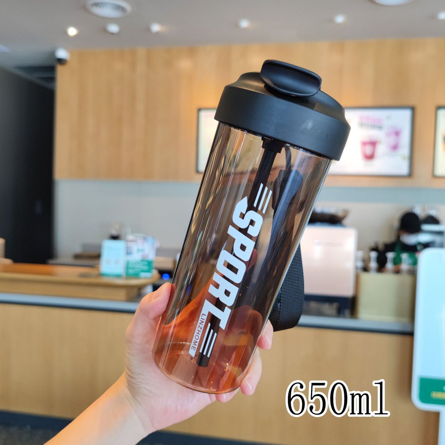 Damen Sport-Trinkflasche mit praktischer Strohhalm- und Tragefunktion Brehn