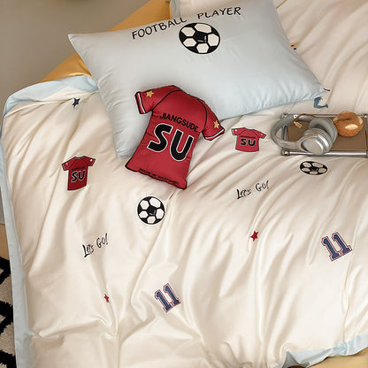 Fußball-Themen Weiches Baumwoll-Bettwäsche Set